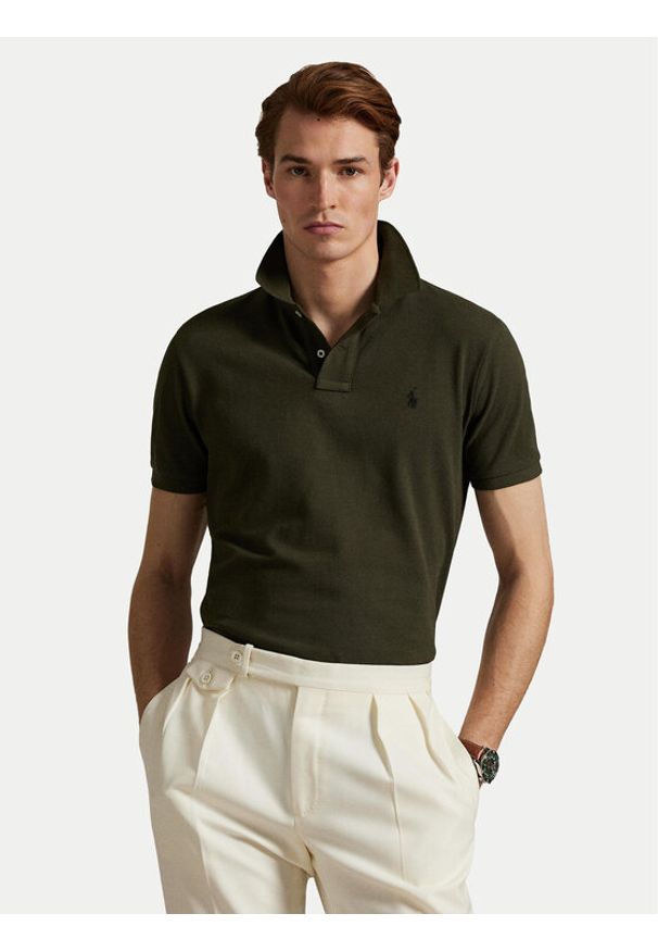 Polo Ralph Lauren Polo 710680784197 Zielony Custom Slim Fit. Typ kołnierza: polo. Kolor: zielony. Materiał: bawełna