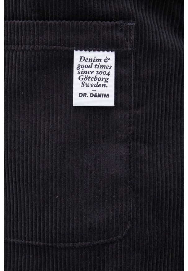 Dr. Denim - Koszula bawełniana. Typ kołnierza: kołnierzyk klasyczny. Kolor: szary. Materiał: bawełna, denim. Długość rękawa: długi rękaw. Długość: długie. Wzór: gładki. Styl: klasyczny