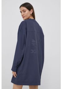 adidas Originals sukienka Adicolor HC4552 mini prosta. Okazja: na co dzień. Kolor: niebieski. Materiał: materiał. Długość rękawa: długi rękaw. Wzór: nadruk. Typ sukienki: proste. Styl: casual. Długość: mini #3