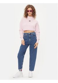 Tommy Jeans Sweter Badge DW0DW16519 Różowy Regular Fit. Kolor: różowy. Materiał: bawełna #3