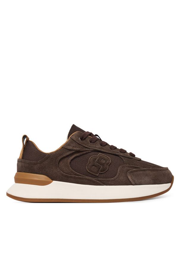 BOSS Sneakersy B Icon Runn 50563381 Brązowy. Kolor: brązowy. Materiał: skóra, zamsz