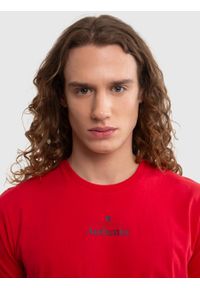Big-Star - Koszulka męska z linii Authentic z nadrukiem czerwona Techmunen 603. Kolor: czerwony. Materiał: bawełna, materiał. Wzór: nadruk. Styl: elegancki