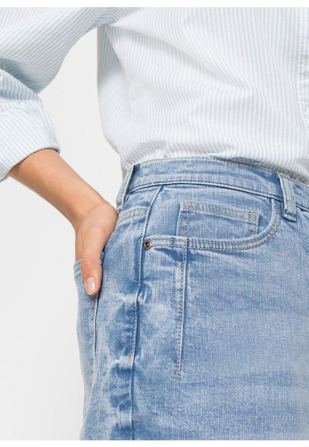 bonprix - Dżinsy barrel, wysoki stan, z bawełny organicznej. Stan: podwyższony. Kolor: niebieski