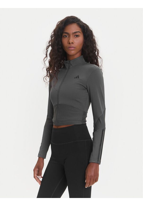 Adidas - adidas Koszulka techniczna Hyperglam JN2656 Szary Slim Fit. Kolor: szary. Materiał: syntetyk