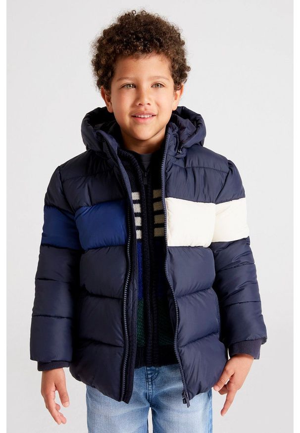 Mayoral kurtka dziecięca kolor granatowy. Typ kołnierza: kaptur. Kolor: niebieski