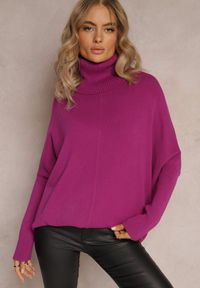 Renee - Fioletowy Golf z Rękawem Nietoperz Elsinne. Typ kołnierza: golf. Kolor: fioletowy. Długość rękawa: długi rękaw. Długość: długie #2