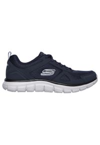 skechers - Buty na co dzień na trening męskie SKECHERS TRACK skóra siateczka. Okazja: na co dzień. Kolor: niebieski. Materiał: skóra. Sport: fitness