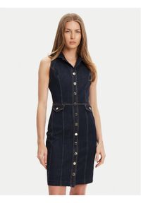 Guess Sukienka jeansowa W5YK24 D5PW1 Granatowy Regular Fit. Kolor: niebieski. Materiał: bawełna