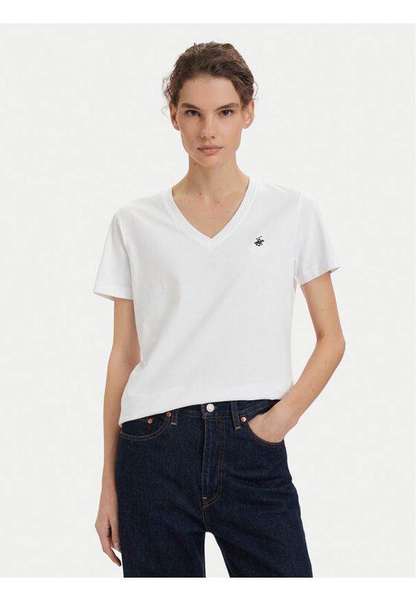 Beverly Hills Polo Club T-Shirt P-SS26W-TS516518 Biały Regular Fit. Typ kołnierza: polo. Kolor: biały. Materiał: bawełna