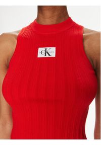 Calvin Klein Jeans Top Label J20J223151 Czerwony Slim Fit. Kolor: czerwony. Materiał: lyocell #4