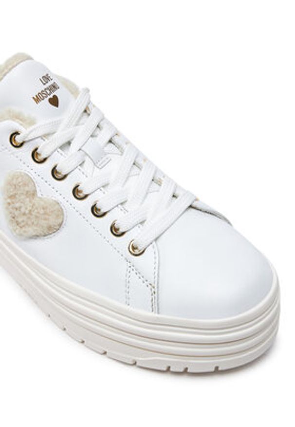 Love Moschino - LOVE MOSCHINO Sneakersy JA15366G0LIAR10A Biały. Kolor: biały. Materiał: skóra