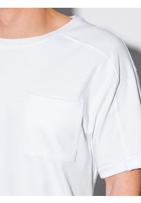 Ombre Clothing - T-shirt męski bawełniany S1386 - biały - XXL. Kolor: biały. Materiał: bawełna