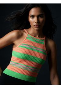 Sinsay - Prążkowany top w paski - wielobarwny. Materiał: prążkowany. Wzór: paski #1