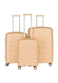 Zestaw walizek w beżowym kolorze wykonanych z polipropylenu z wysuwanymi rączkami Peterson PTN HPP-01-SET3. Kolor: beżowy #1