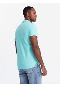 Ombre Clothing - Męska koszulka polo jednokolorowa BASIC z dzianiny pique - miętowa V18 OM-POBS-0100 - XL. Okazja: na co dzień. Typ kołnierza: polo. Kolor: miętowy. Materiał: dzianina. Wzór: jednolity, aplikacja, haft. Sezon: lato, wiosna. Styl: sportowy, casual, wizytowy, klasyczny