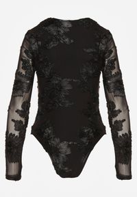 Renee - Czarne Body z Koronki z Transparentnymi Rękawami Esalinda. Okazja: na co dzień. Kolor: czarny. Materiał: koronka. Wzór: koronka. Styl: casual #8