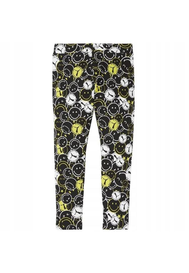 Puma - Legginsy Dziecięce SmileyWorld Z Nadrukiem Na Całej Powierzchni. Kolor: czarny. Wzór: nadruk. Styl: sportowy
