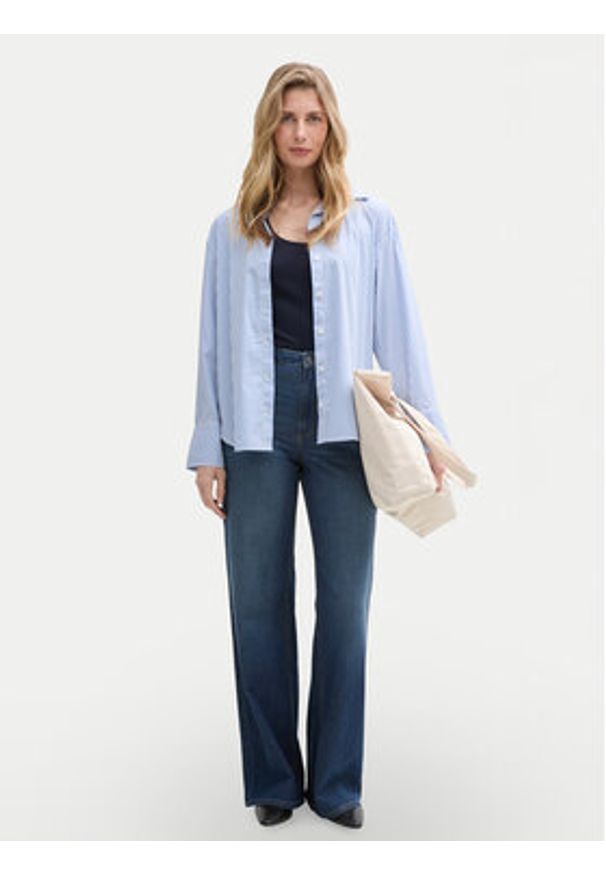 Tom Tailor Top 1045540 Granatowy Regular Fit. Kolor: niebieski. Materiał: bawełna