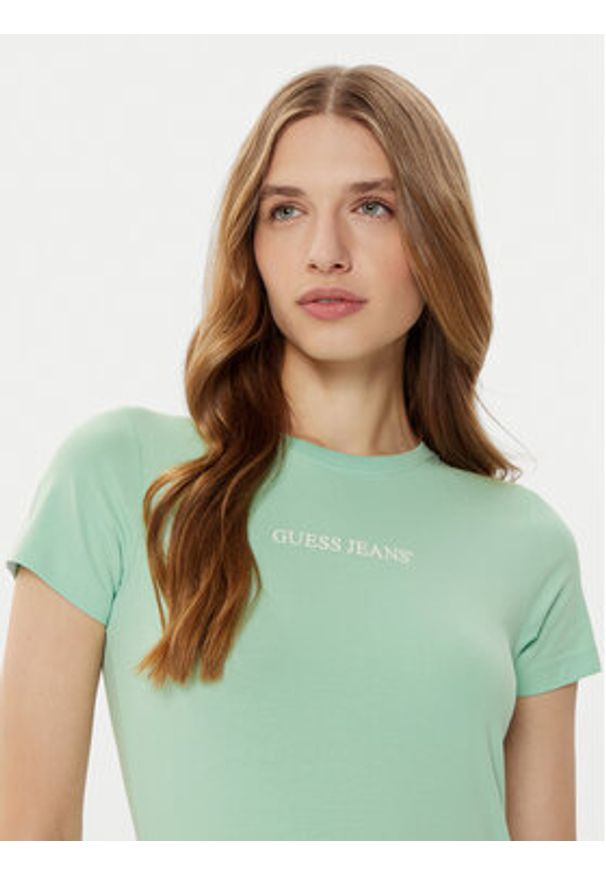 Guess Jeans T-Shirt W4YI01 J1314 Zielony Regular Fit. Kolor: zielony. Materiał: bawełna