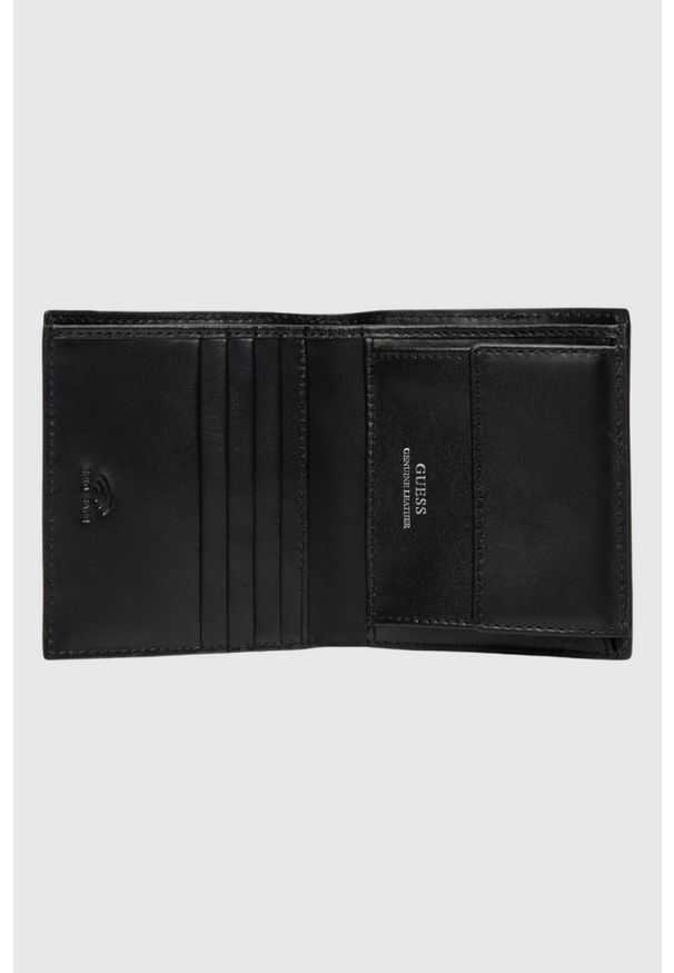 Guess - GUESS Czarny portfel męski Torino Bifold. Kolor: czarny. Materiał: skóra