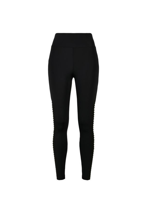 Damskie legginsy z wysoką talią Urban Classics biker tech mesh. Stan: podwyższony. Kolor: czarny. Materiał: mesh