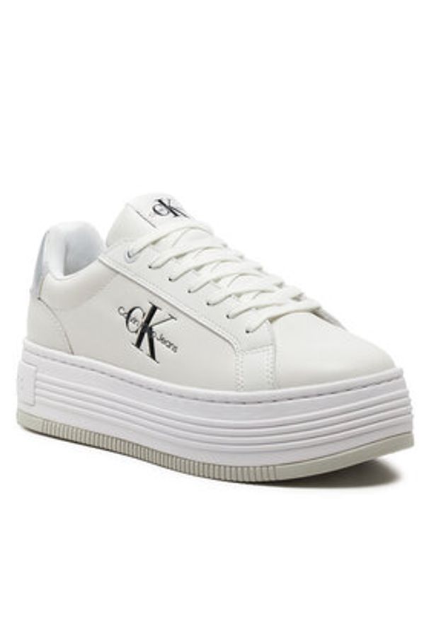 Calvin Klein Jeans Sneakersy Bold Platf Low Lace Lth Ml Mtl YW0YW01516 Biały. Kolor: biały. Materiał: skóra