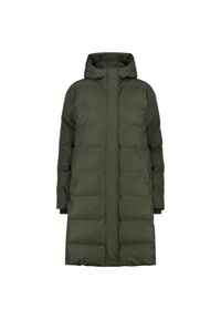 Płaszcz damski turystyczne CMP 34K0096. Typ kołnierza: kaptur. Kolor: zielony. Materiał: puch. Długość: długie. Sport: turystyka piesza #1