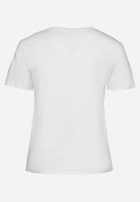 Born2be - Biały Bawełniany T-shirt Koszulka z Krótkim Rękawem z Nadrukiem i Cyrkoniami Qumara. Kolor: biały. Materiał: bawełna. Długość rękawa: krótki rękaw. Długość: krótkie. Wzór: nadruk. Styl: klasyczny #3