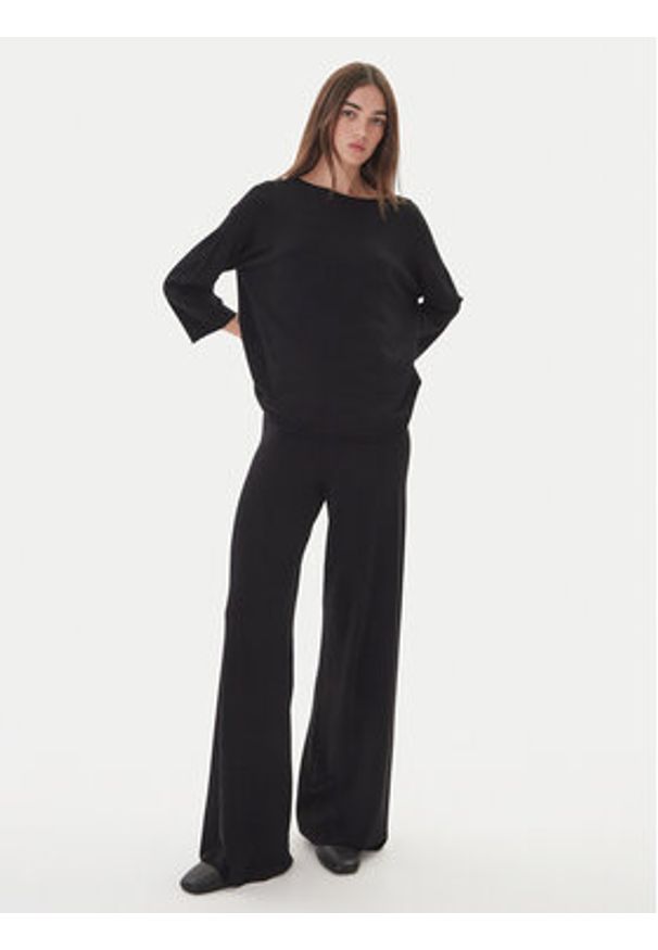 Kontatto Sweter 3M0801C Czarny Regular Fit. Kolor: czarny. Materiał: syntetyk, wiskoza