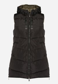 Born2be - Czarna Pikowana Kamizelka Dwustronna z Kapturem i Troczkami Nevetiani. Typ kołnierza: kaptur. Kolor: czarny. Materiał: jeans. Styl: elegancki #5