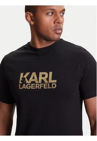 Karl Lagerfeld - KARL LAGERFELD T-Shirt 755087 553235 Czarny Regular Fit. Typ kołnierza: dekolt w karo. Kolor: czarny. Materiał: bawełna