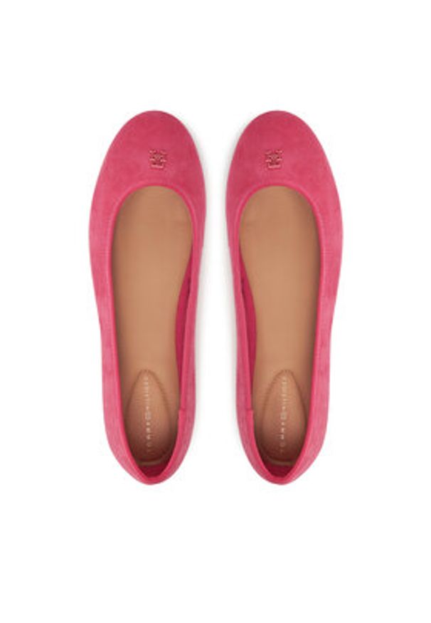 TOMMY HILFIGER - Tommy Hilfiger Baleriny Th Hardware Suede Ballerina FW0FW08655 Różowy. Kolor: różowy. Materiał: zamsz, skóra