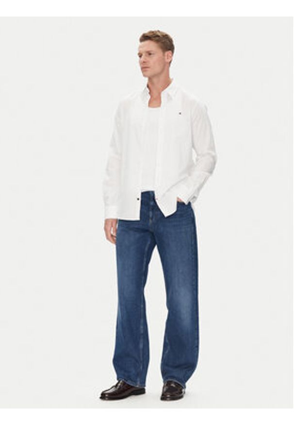 TOMMY HILFIGER - Tommy Hilfiger Koszula MW0MW38658 Biały Slim Fit. Kolor: biały. Materiał: bawełna