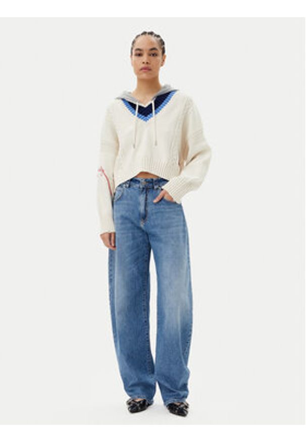 Pinko - PINKO Sweter Breithorn Maglia 104621 Écru Relaxed Fit. Materiał: bawełna