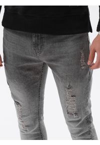 Ombre Clothing - Spodnie męskie jeansowe SLIM FIT P1064 - szare - XXL. Okazja: na co dzień. Kolor: szary. Materiał: jeans. Styl: casual #4