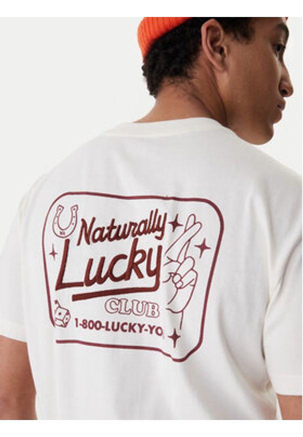 RVCA T-Shirt Lucky You EVYZT00274 Écru Regular Fit. Kolor: kremowy. Materiał: bawełna