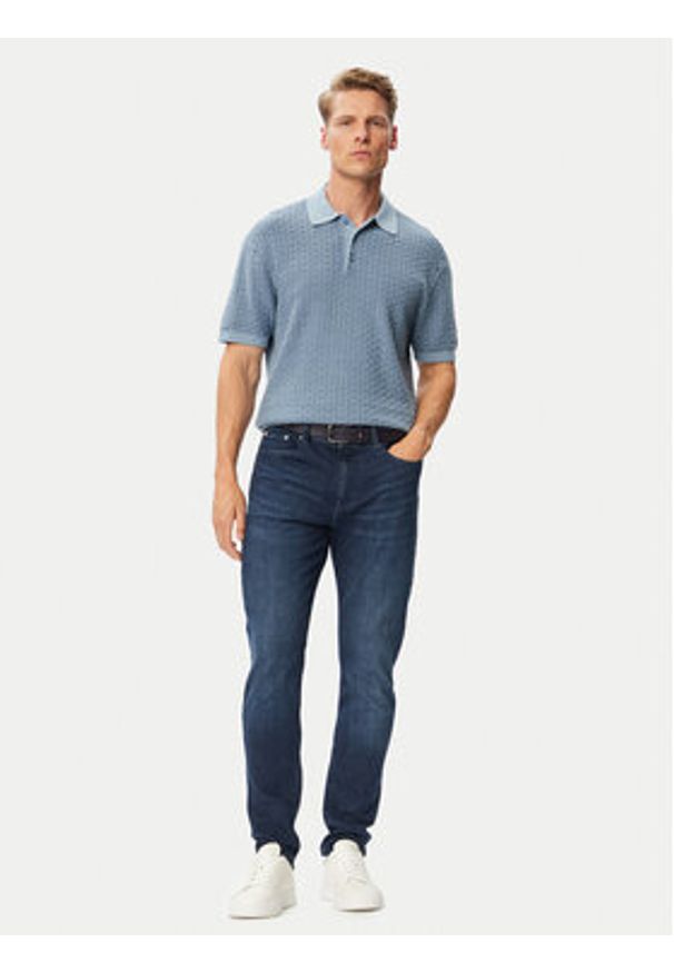 TOMMY HILFIGER - Tommy Hilfiger Polo MW0MW43246 Niebieski Regular Fit. Typ kołnierza: polo. Kolor: niebieski. Materiał: bawełna
