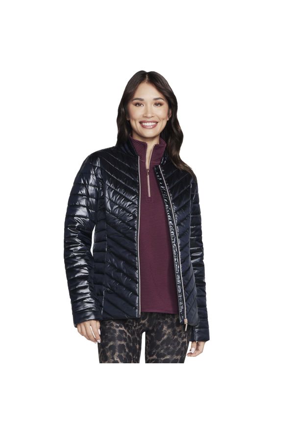 skechers - Kurtka sportowa damska GO Shield Shine Jacket. Kolor: czarny. Materiał: poliester