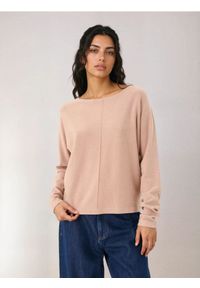 Sinsay - Sweter basic z ozdobnym przeszyciem z wiskozą - beżowy. Kolor: beżowy. Materiał: wiskoza #1