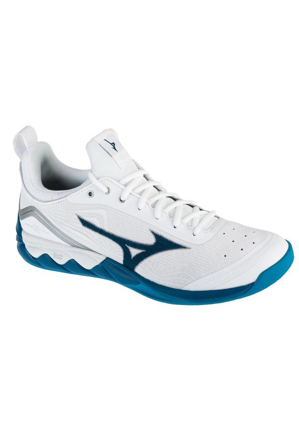 Buty halowe Mizuno Wave Luminous. Zapięcie: sznurówki. Kolor: wielokolorowy, szary, biały. Materiał: syntetyk. Szerokość cholewki: normalna. Model: Mizuno Wave. Sport: siatkówka
