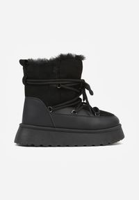 Born2be - Czarne Śniegowce na Grubej Podeszwie z Futerkiem Alwedra. Okazja: na co dzień. Kolor: czarny. Materiał: futro. Styl: casual, elegancki, sportowy #5