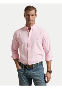 Polo Ralph Lauren Koszula 710953704001 Różowy Custom Fit. Typ kołnierza: polo. Kolor: różowy. Materiał: bawełna #1
