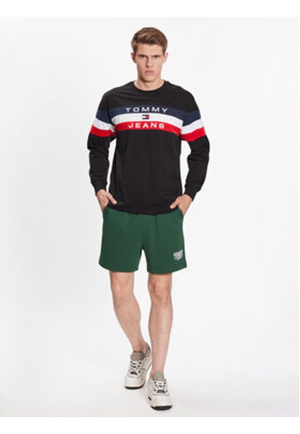 Tommy Jeans Longsleeve Colorblock DM0DM16834 Czarny Relaxed Fit. Kolor: czarny. Materiał: bawełna. Długość rękawa: długi rękaw