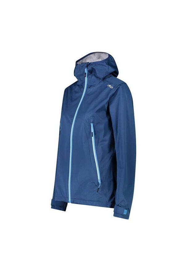 Kurtka przeciwdeszczowa damska z kapturem CMP Unlimitech. Typ kołnierza: kaptur. Kolor: niebieski. Sport: turystyka piesza