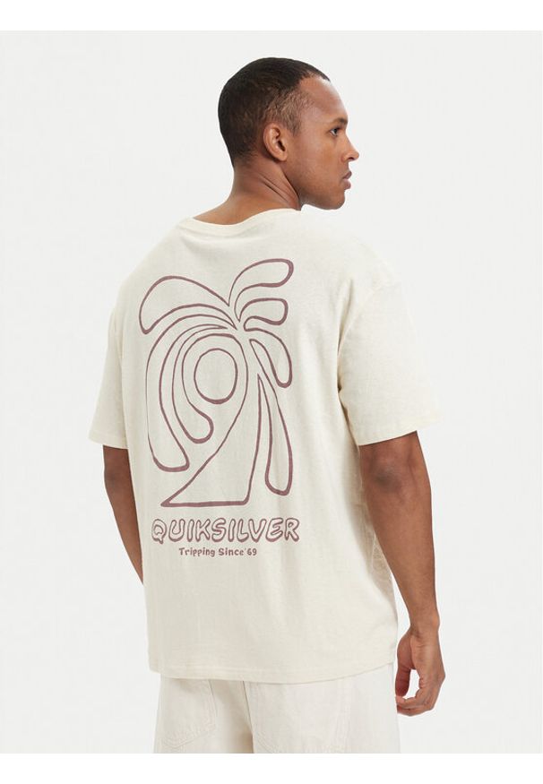 Quiksilver T-Shirt Curve Palm EQYZT08303 Kremowy Regular Fit. Kolor: kremowy. Materiał: bawełna