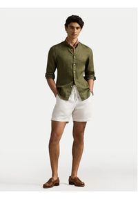 Polo Ralph Lauren Koszula 710968925003 Khaki Slim Fit. Typ kołnierza: polo. Kolor: brązowy. Materiał: len #3