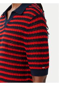 TOMMY HILFIGER - Tommy Hilfiger Polo Pointelle WW0WW50060 Czerwony Regular Fit. Typ kołnierza: polo. Kolor: czerwony. Materiał: syntetyk #5