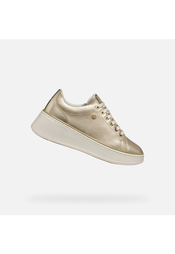 Geox - Buty GEOX D SUNNETTY Złoty. Kolor: żółty. Materiał: syntetyk, tkanina