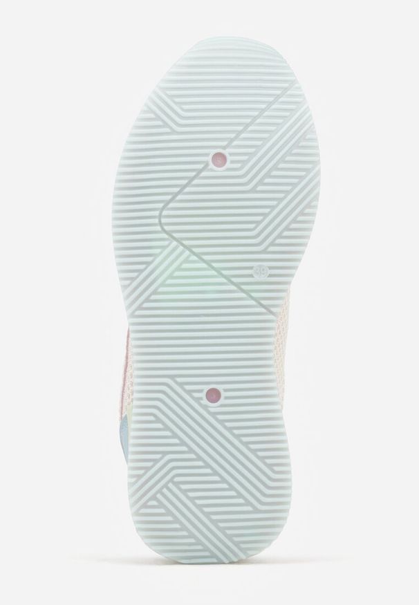 Born2be - Różowe Sneakersy Ozdobione Geometrycznym Motywem Icebluff. Okazja: na co dzień. Kolor: różowy. Materiał: jeans. Wzór: geometria, aplikacja