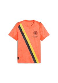 Puma - Męska autentyczna koszulka KIDSUPER × MANCHESTER CITY PUMA Neon Sun Black Orange. Kolor: czarny, pomarańczowy, wielokolorowy, żółty. Sport: piłka nożna